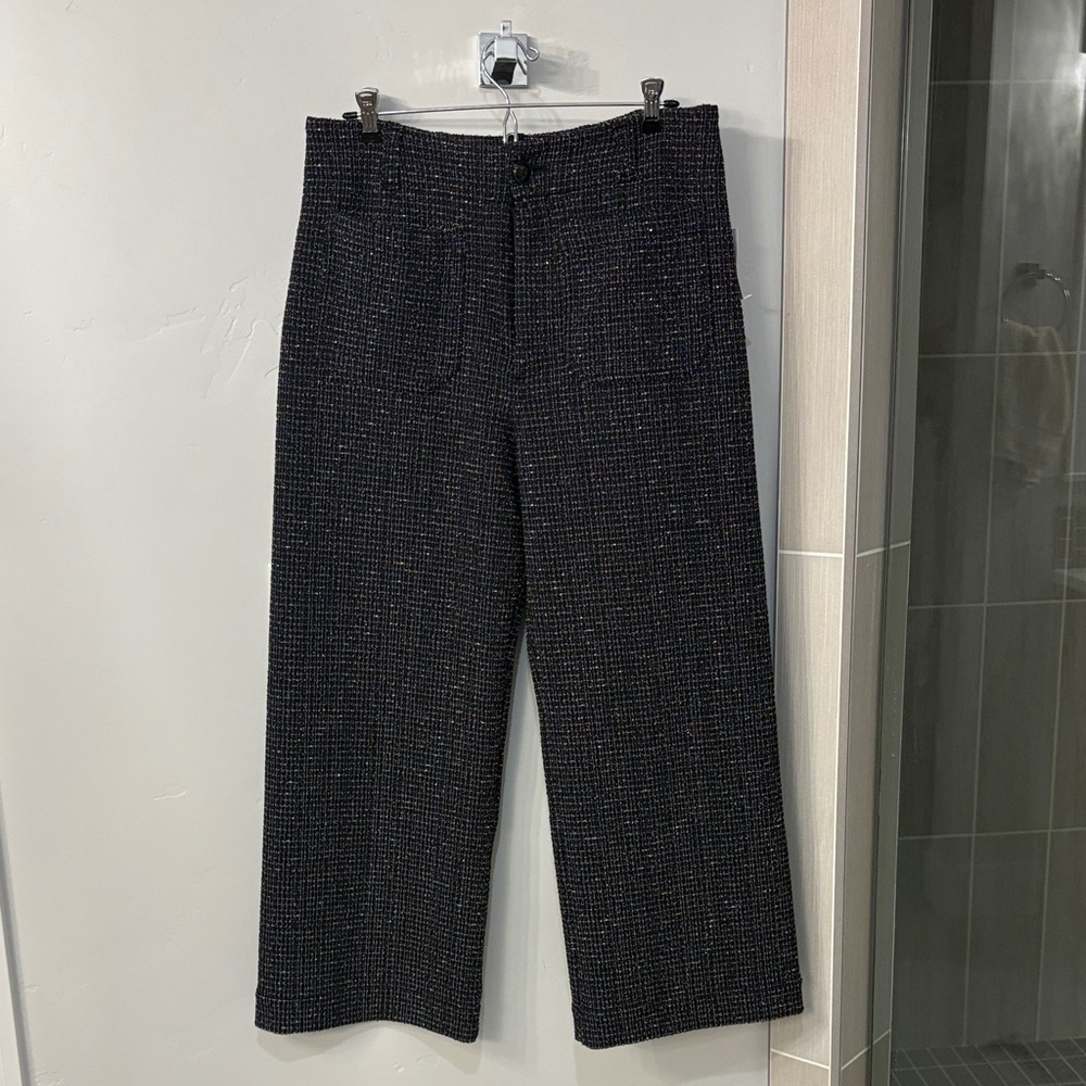 THE COLETTE CROPPED WIDE-LEG PANTS BY MAEVE: MERRICK WHITE TWEED EDITION